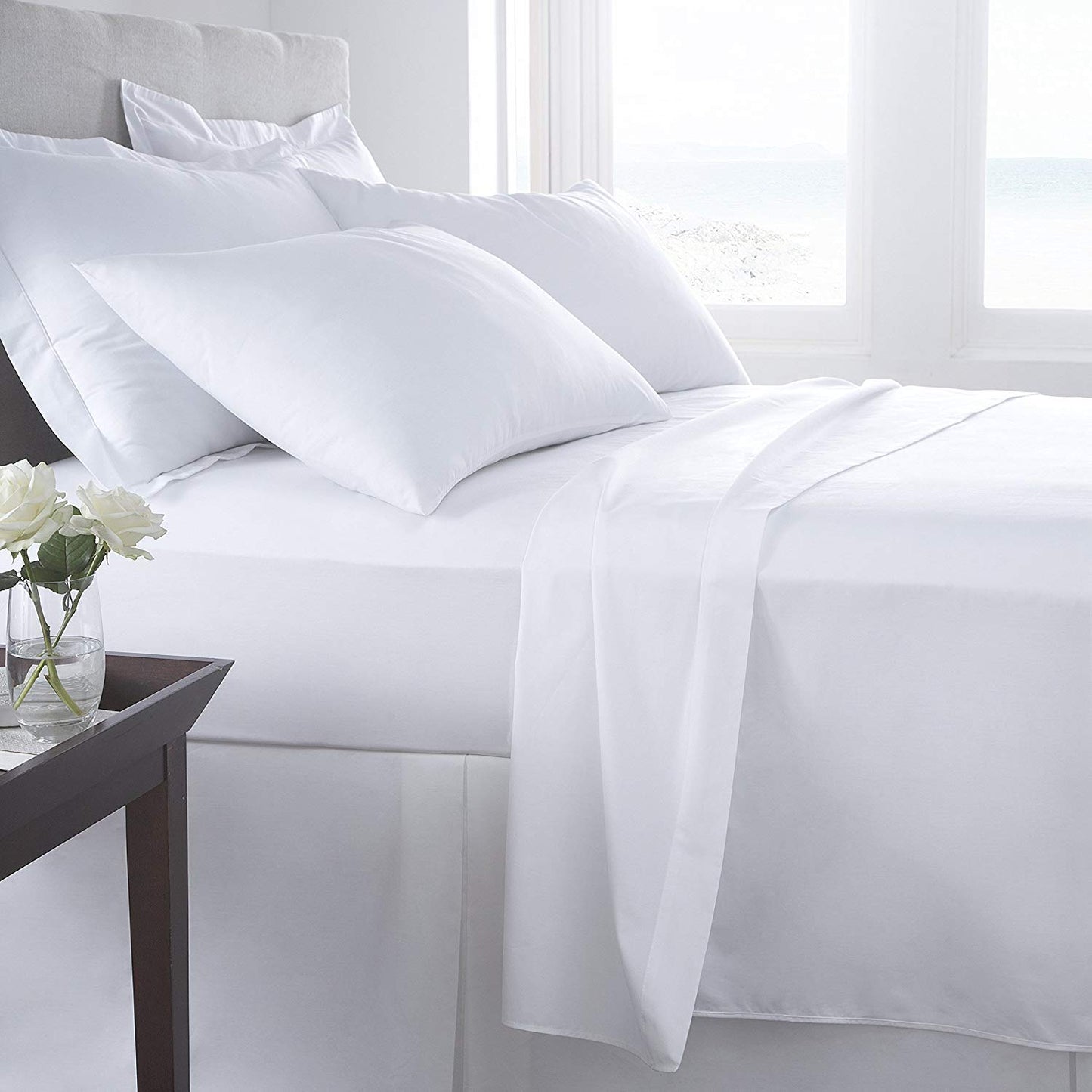 the fabric co. premium 200tc plain white cotton bedsheets and pillow covers
